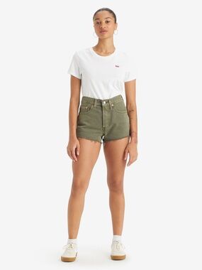 Levi's High-Rise Olive Green Denim Shorts